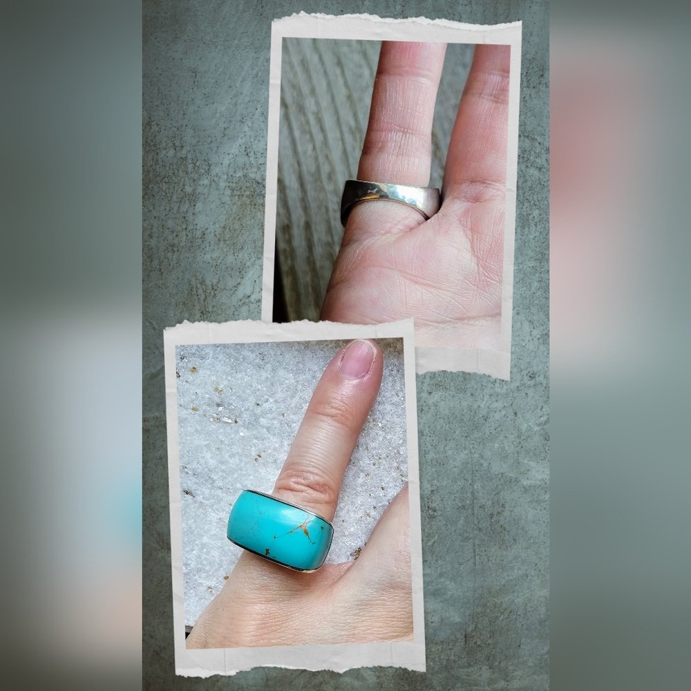 Sterling silver and turquoise ring. Unisex. - Picture 2 of 12